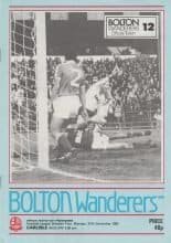 Bolton Wanderers v Carlisle United 27-Dec-1982