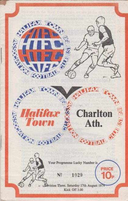 Halifax Town v Charlton Athletic 17-Aug-1974