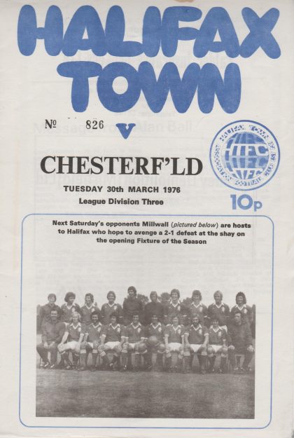 Halifax Town v Chesterfield  30-Mar-1976