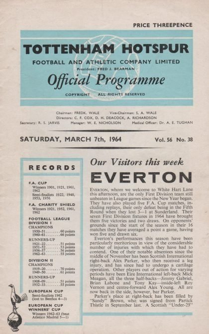 Tottenham Hotspur v Everton 07-Mar-1964