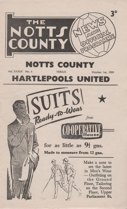 Notts County v Hartlepool United  01-Oct-1959