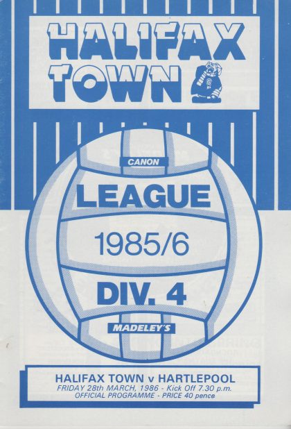 Halifax Town v Hartlepool United 28-Mar-1986