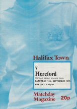Halifax Town v Hereford United 15-Sep-1979