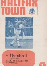 Halifax Town v Hereford United 22-Sep-1973