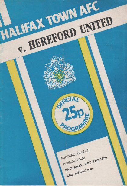Halifax Town v Hereford United 25-Oct-1980