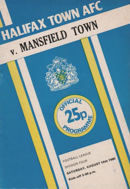 Halifax Town v Mansfield Town 16-Aug-1980