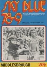 Coventry City v Middlesbrough 11-Nov-1978