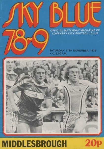 Coventry City v Middlesbrough 11-Nov-1978