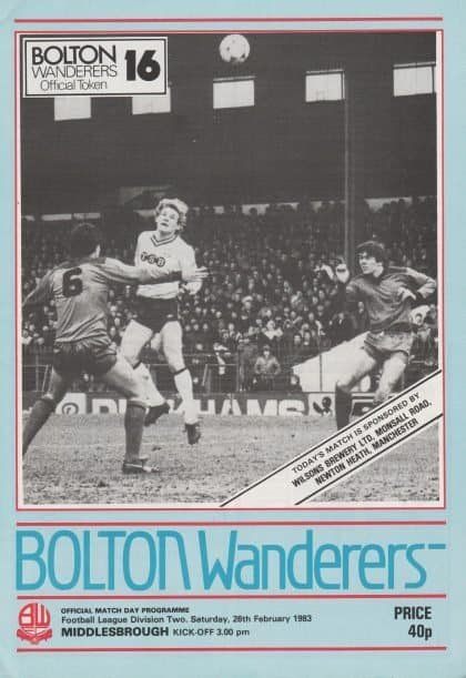 Bolton Wanderers v Middlesbrough 26-Feb-1983