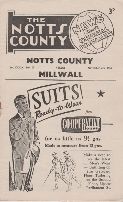 Notts County v Millwall 07-Nov-1959