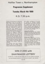 Halifax Town v Northampton Town  04-Mar-1980