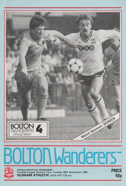Bolton Wanderers v Oldham Athletic  28-Aug-1982