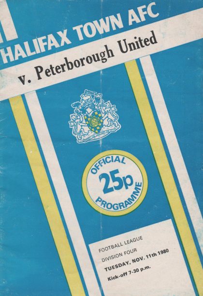 Halifax Town v Peterborough United 11-Nov-1980
