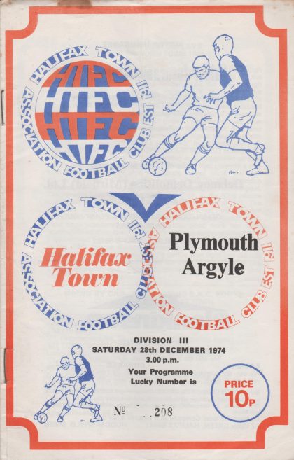 Halifax Town v Plymouth Argyle  28-Dec-1974
