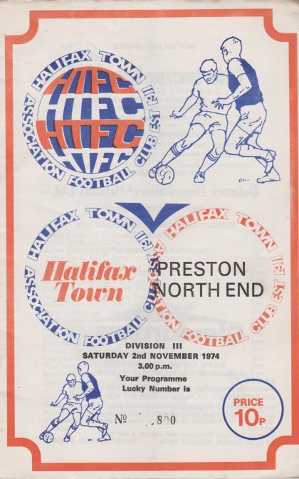 Halifax Town v Preston North End 02-Nov-1974