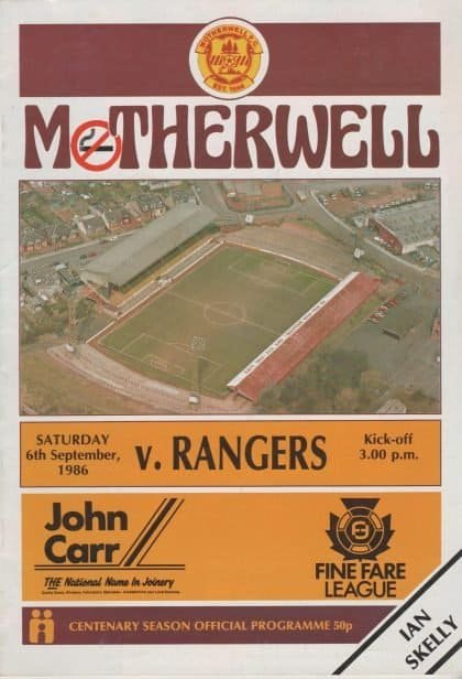 Motherwell v Glasgow Rangers 06-Sep-1986