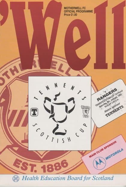 Motherwell v Glasgow Rangers 09-Jan-1993