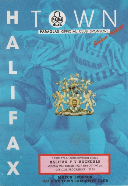 Halifax Town v Rochdale  06-Feb-1993