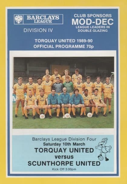 Torquay United v Scunthorpe United 10-Mar-1990