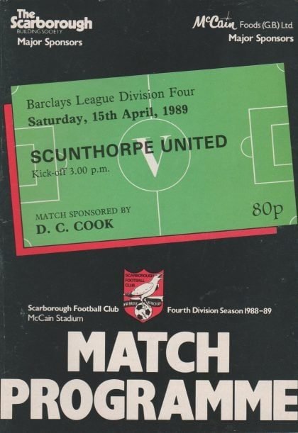 Scarborough v Scunthorpe United  15-Apr-1989