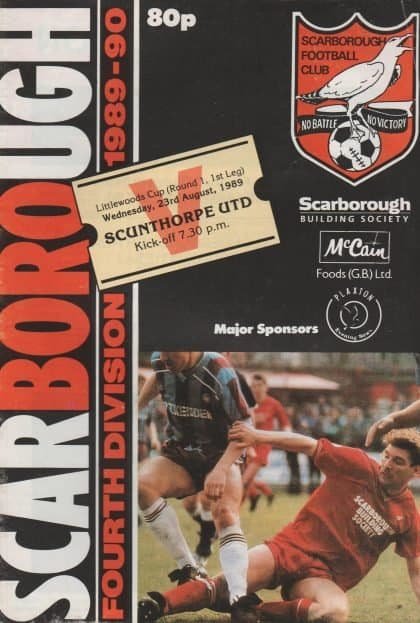 Scarborough v Scunthorpe United  23-Aug-1989