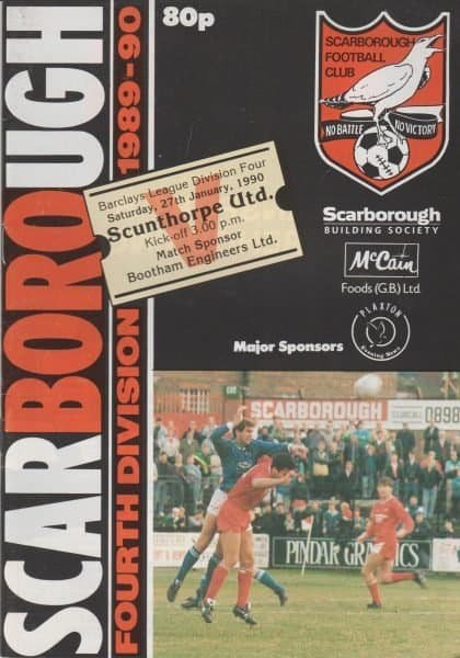 Scarborough v Scunthorpe United  27-Jan-1990