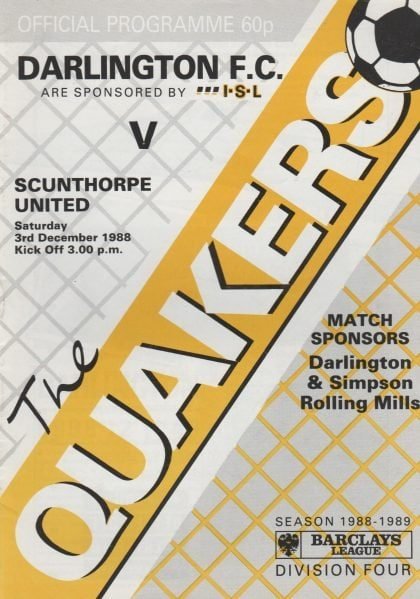 Darlington v Scunthorpe United 03-Dec-1988