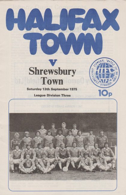 Halifax Town v Shrewsbury Town 13-Sep-1975
