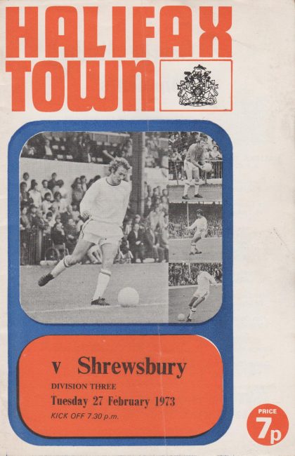 Halifax Town v Shrewsbury Town 27-Feb-1973