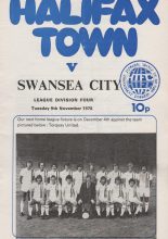 Halifax Town v Swansea City  09-Nov-1976