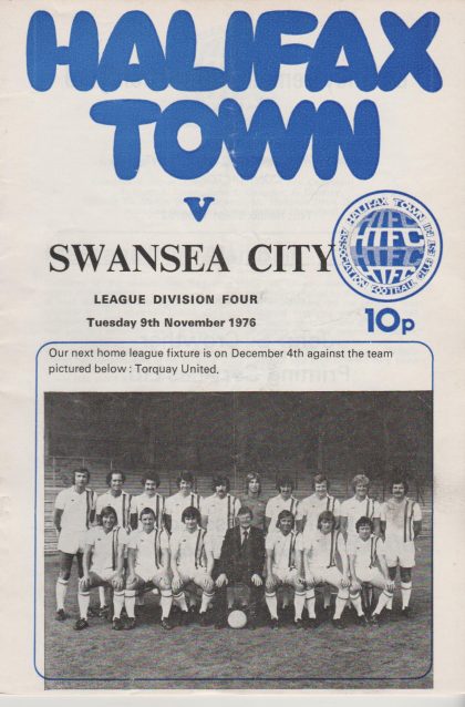 Halifax Town v Swansea City  09-Nov-1976