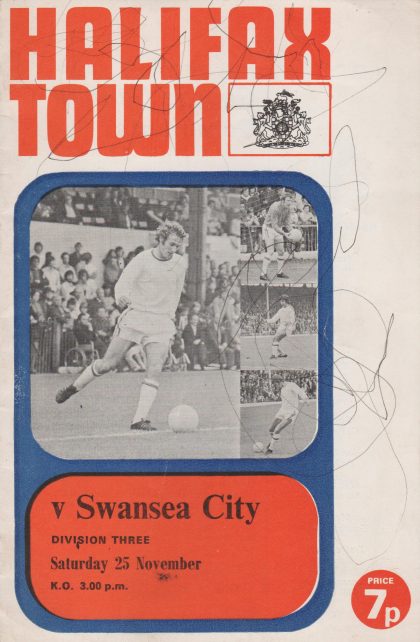 Halifax Town v Swansea City  25-Nov-1972