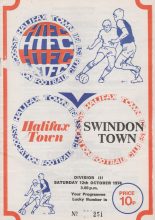 Halifax Town v Swindon Town 12-Oct-1974