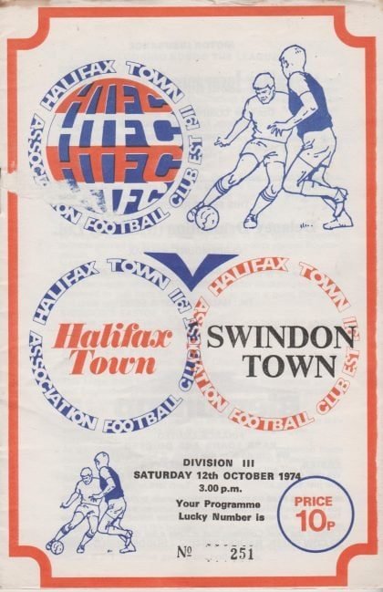Halifax Town v Swindon Town 12-Oct-1974