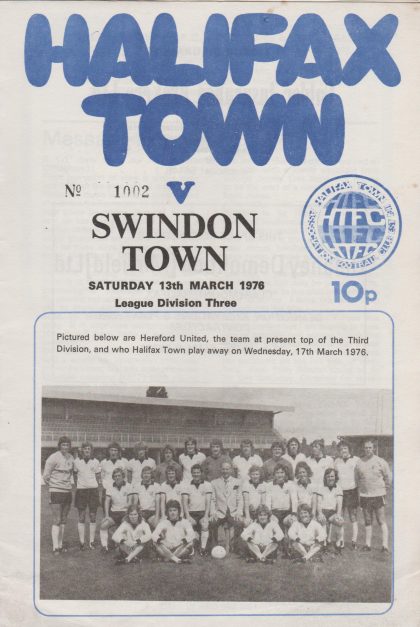 Halifax Town v Swindon Town 13-Mar-1976