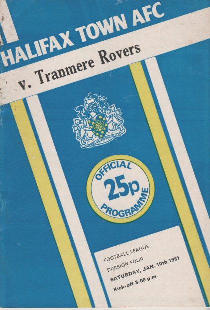 Halifax Town v Tranmere Rovers 10-Jan-1981