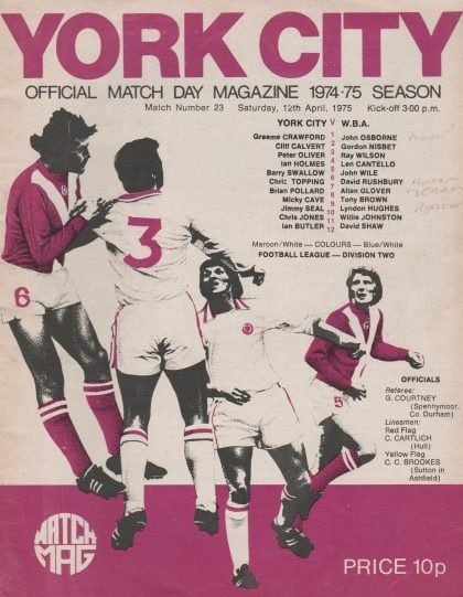 York City v West Bromwich Albion 12-Apr-1975