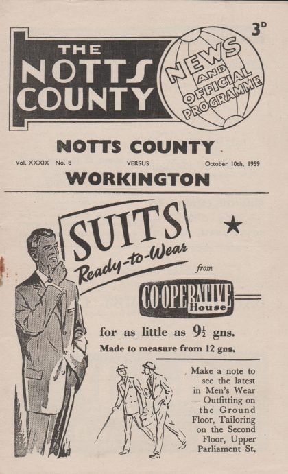 Notts County v Workington 10-Oct-1959