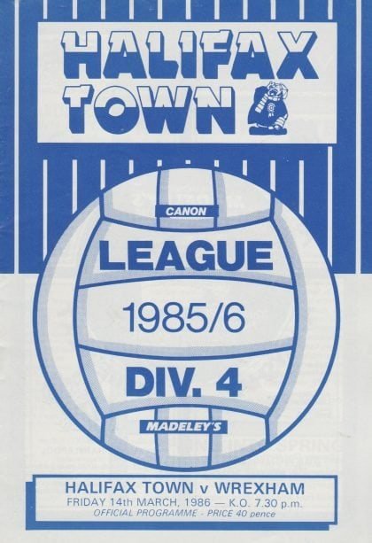 Halifax Town v Wrexham  14-Mar-1986