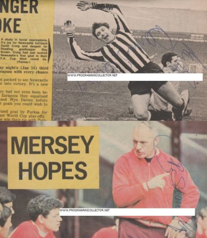 Bill Shankly / David Craig / Roy Brown autographed mag photo