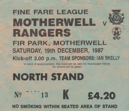 Motherwell v Glasgow Rangers 19-Dec-1987