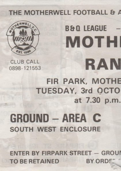 Motherwell v Glasgow Rangers 03-Oct-1989