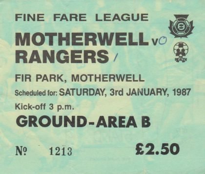 Motherwell v Glasgow Rangers 03-Jan-1987