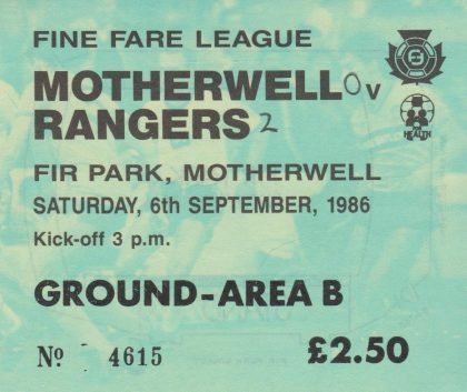 Motherwell v Glasgow Rangers 06-Sep-1986