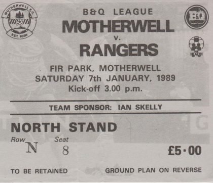 Motherwell v Glasgow Rangers 07-Jan-1989