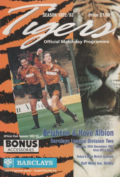 Hull City v Brighton and Hove Albion 28-Dec-1992