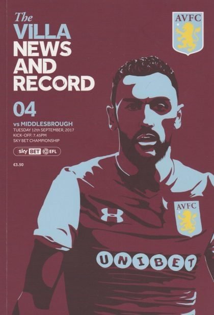 Aston Villa v Middlesbrough  12-Sep-2017