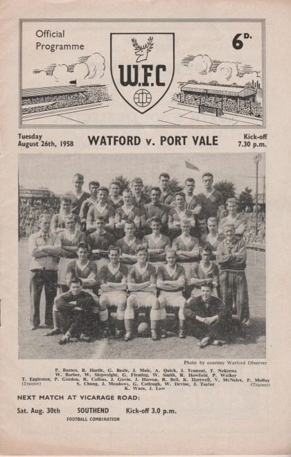 Watford v Port Vale  26-Aug-1958