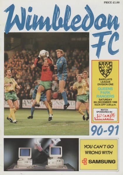 Wimbledon v Queens Park Rangers 08-Dec-1990