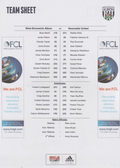 West Bromwich Albion v Newcastle United 28-Dec-2015